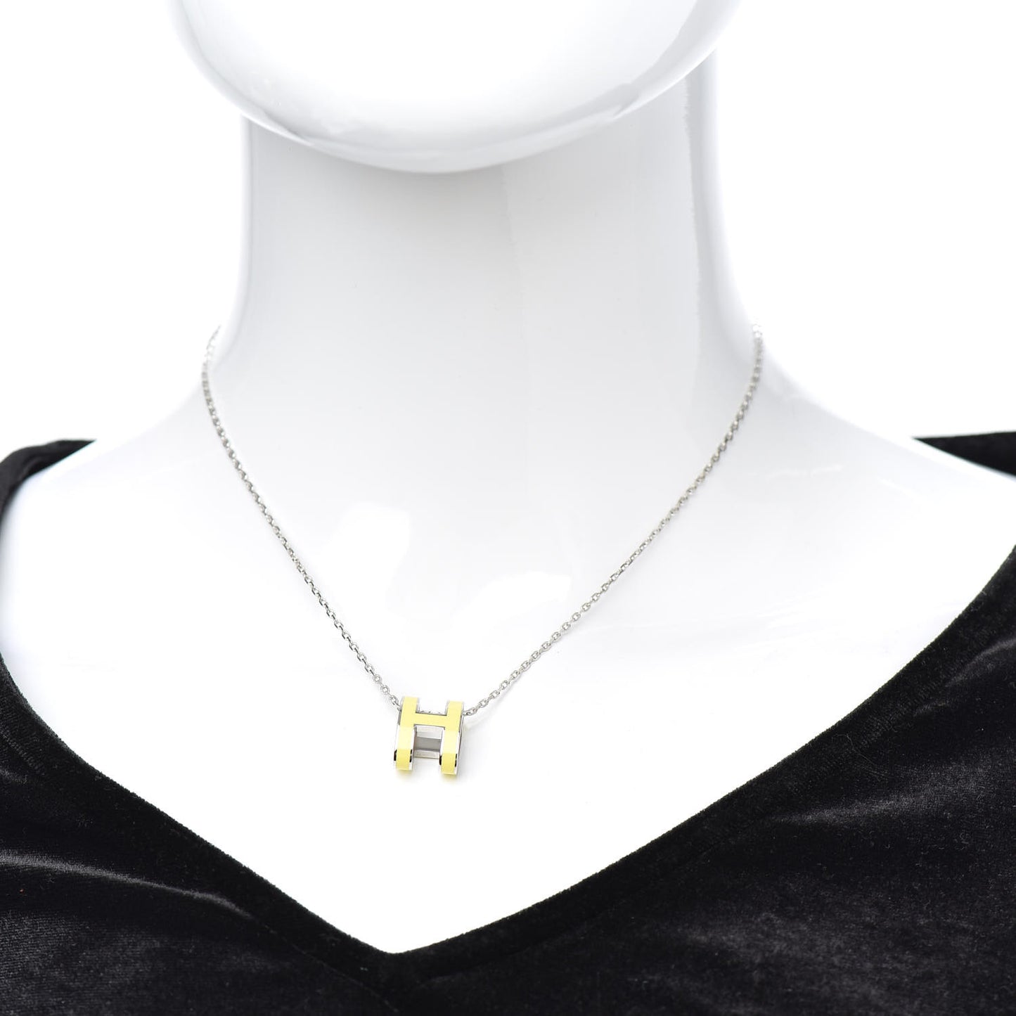 Lacquered Palladium Pop H Pendant Necklace Jaune Mimosa