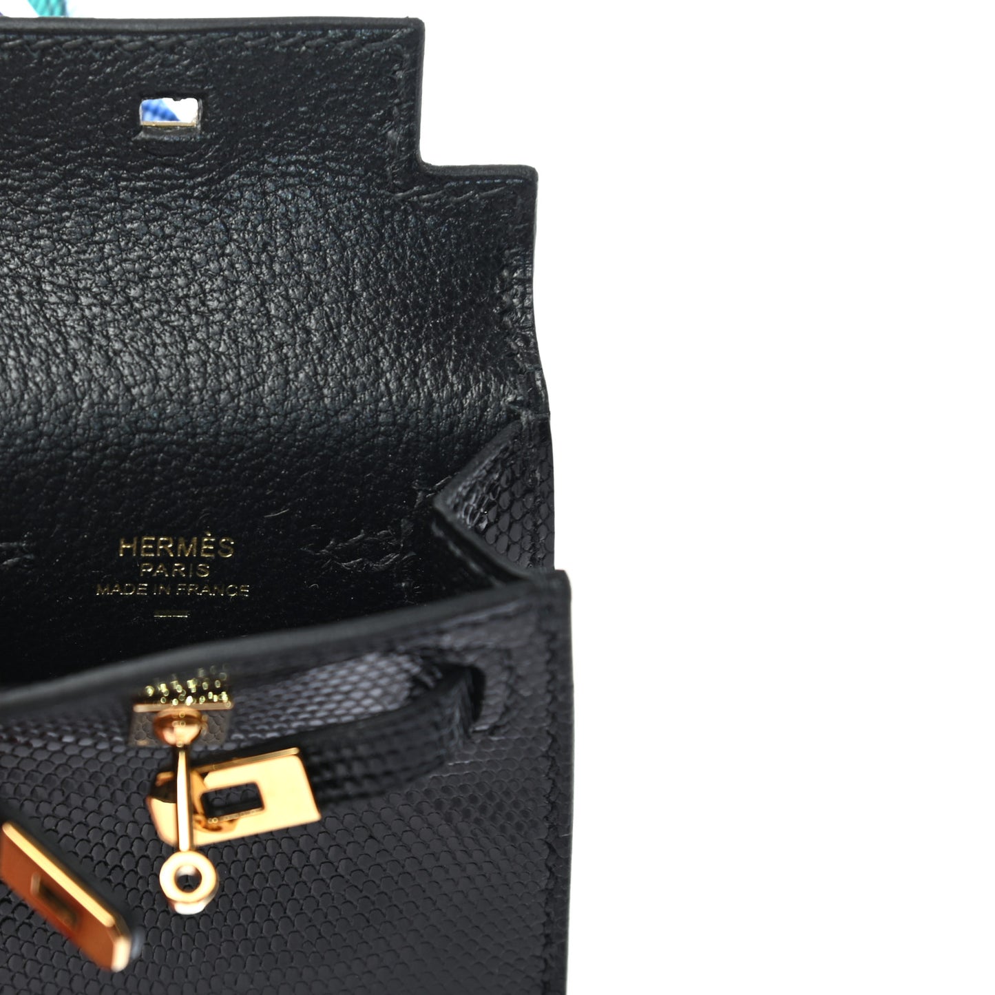 Lizard Mini Kelly Twilly Bag Charm Black