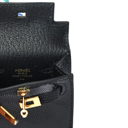 Hermes Lizard Mini Kelly Twilly Bag Charm Black 3 of 4