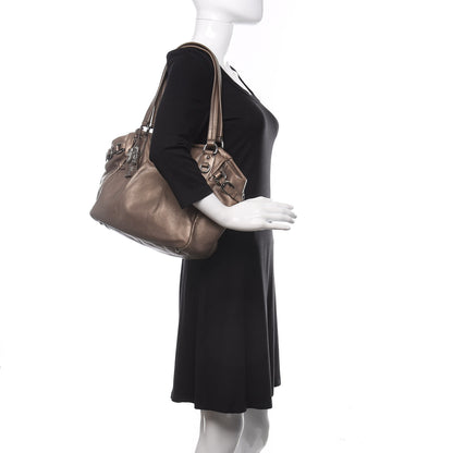 Prada Metallic Soft Calf Shopping Tote Fumo Mordore 2 of 10