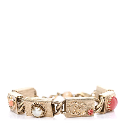 Chanel Pearl Bead CC Charm Chain Link Bracelet Multicolor 1 of 4