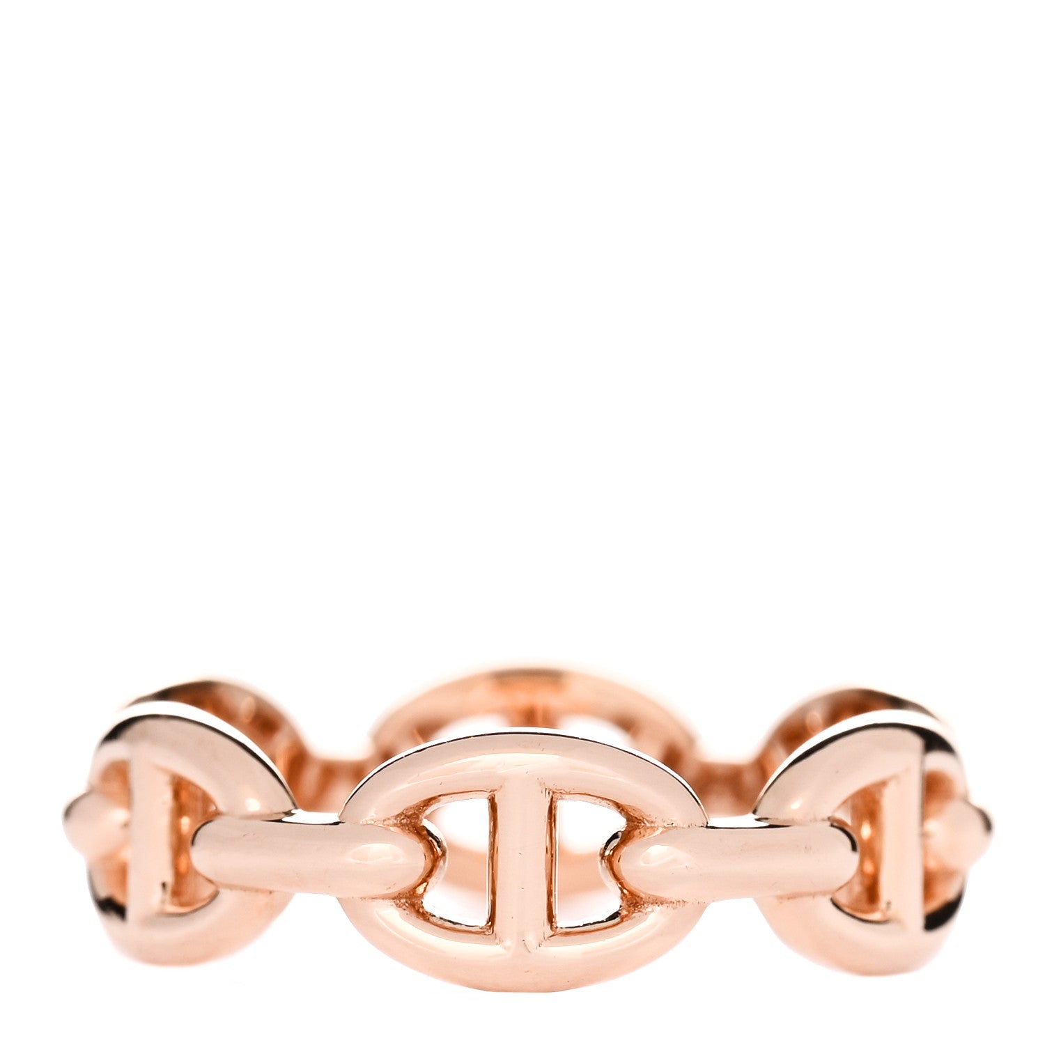 Hermes 18K Rose Gold PM Chaine D'Ancre Enchainee Ring 53 6.5 3 of 7