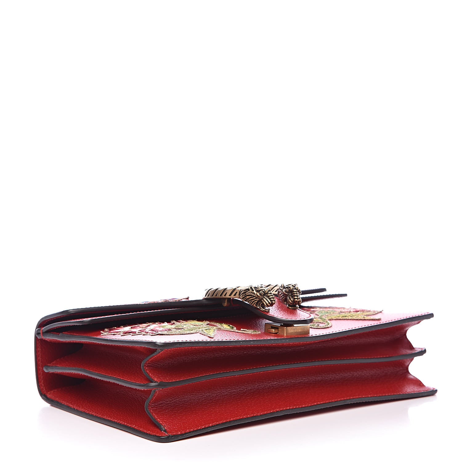 Gucci Calfskin Web Floral Embroidered Small Dionysus Shoulder Bag Hibiscus Red 4 of 12