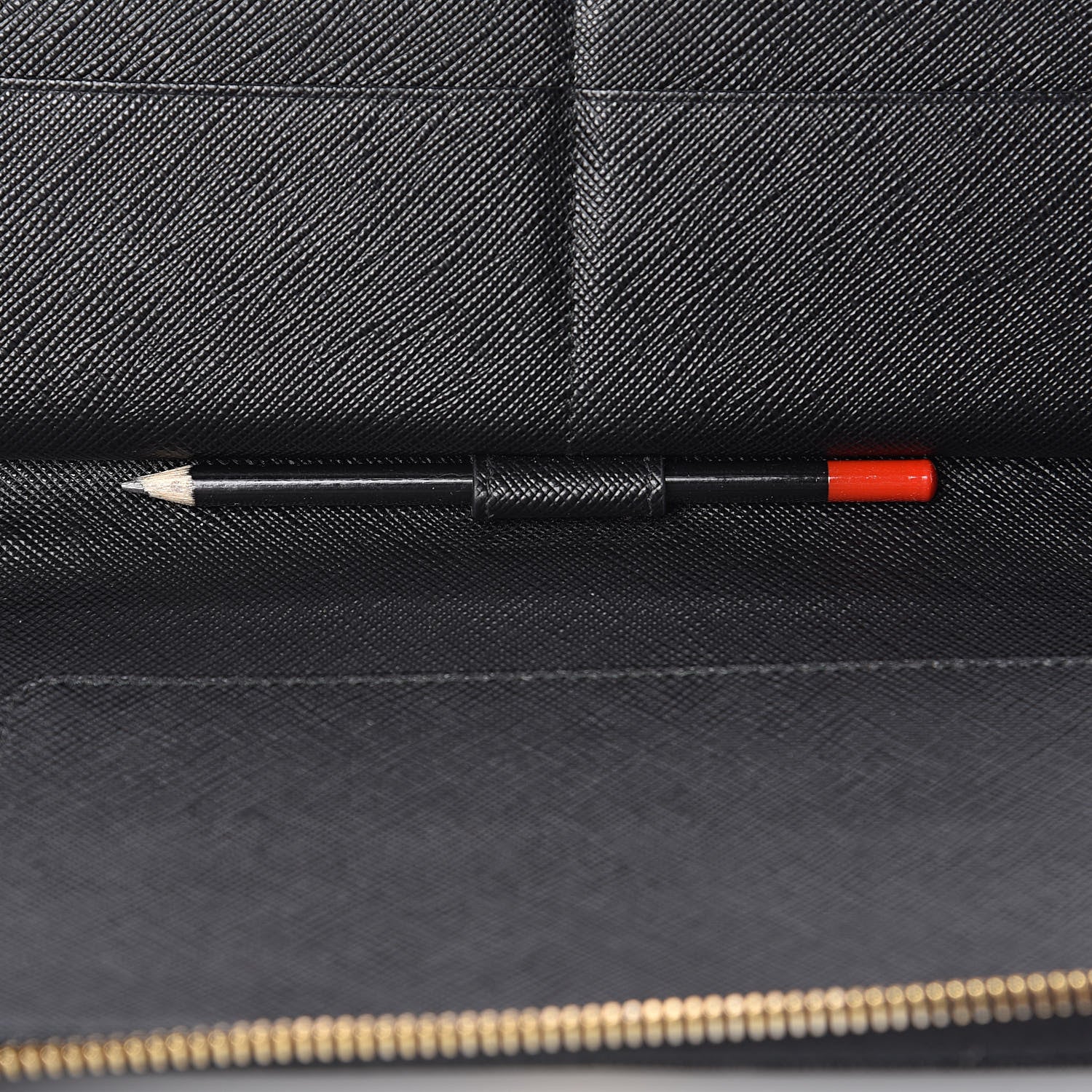 Prada Saffiano Metal Large Zip Around Travel Wallet Black 7 of 8