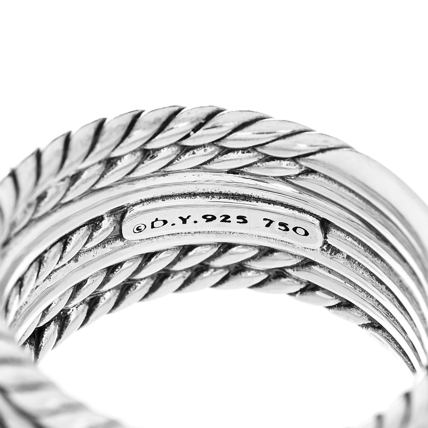 David Yurman Sterling Silver 18K Yellow Gold Double X Crossover Ring 57 8 4 of 5