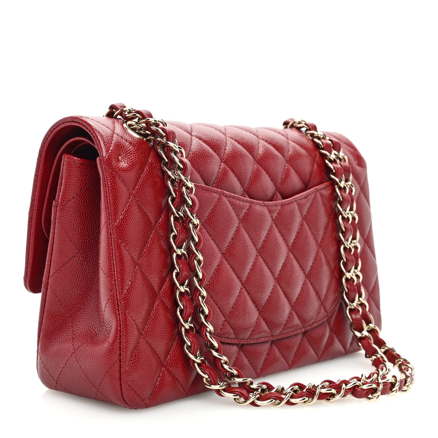 Caviar Quilted Medium Double Flap Burgundy