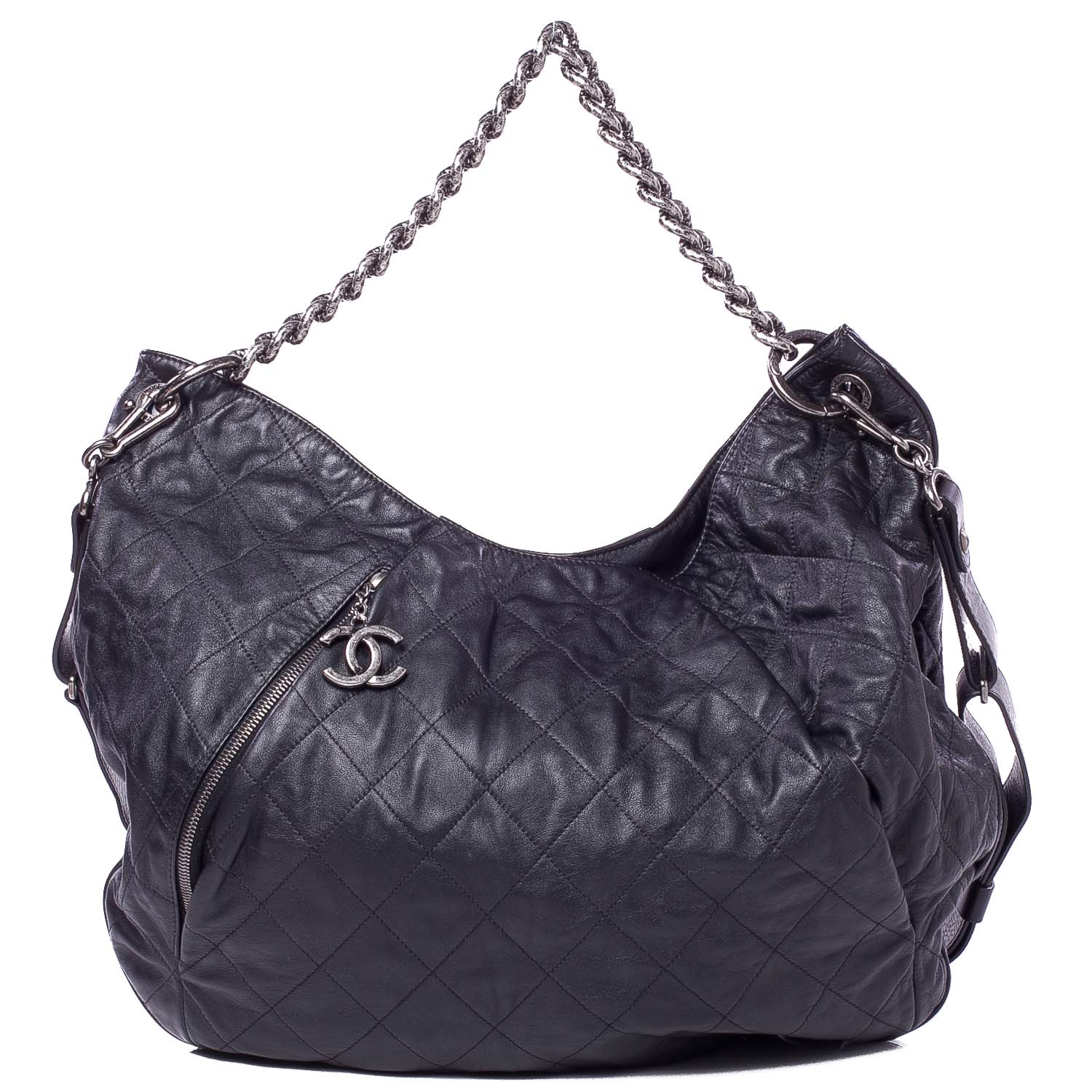 Chanel Calfskin Coco Pleats Hobo Black 1 of 9