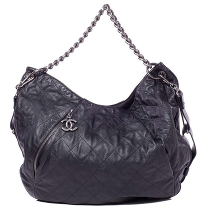 Chanel Calfskin Coco Pleats Hobo Black 1 of 9