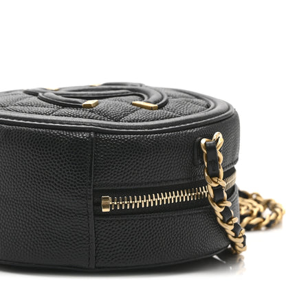 Chanel Caviar Quilted Round Filigree Crossbody Black 10 of 11