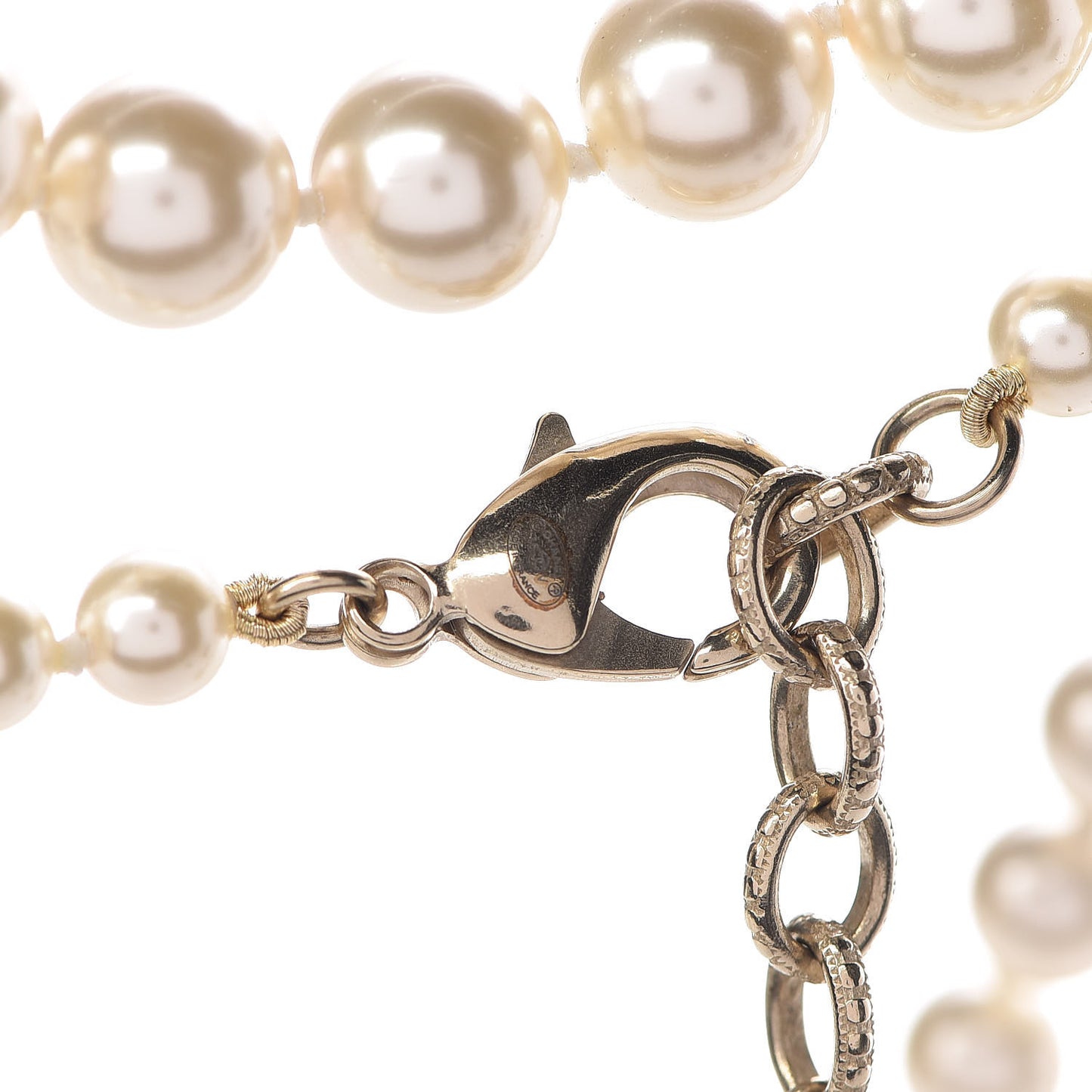 Graduated Pearl Long CC Necklace Gold