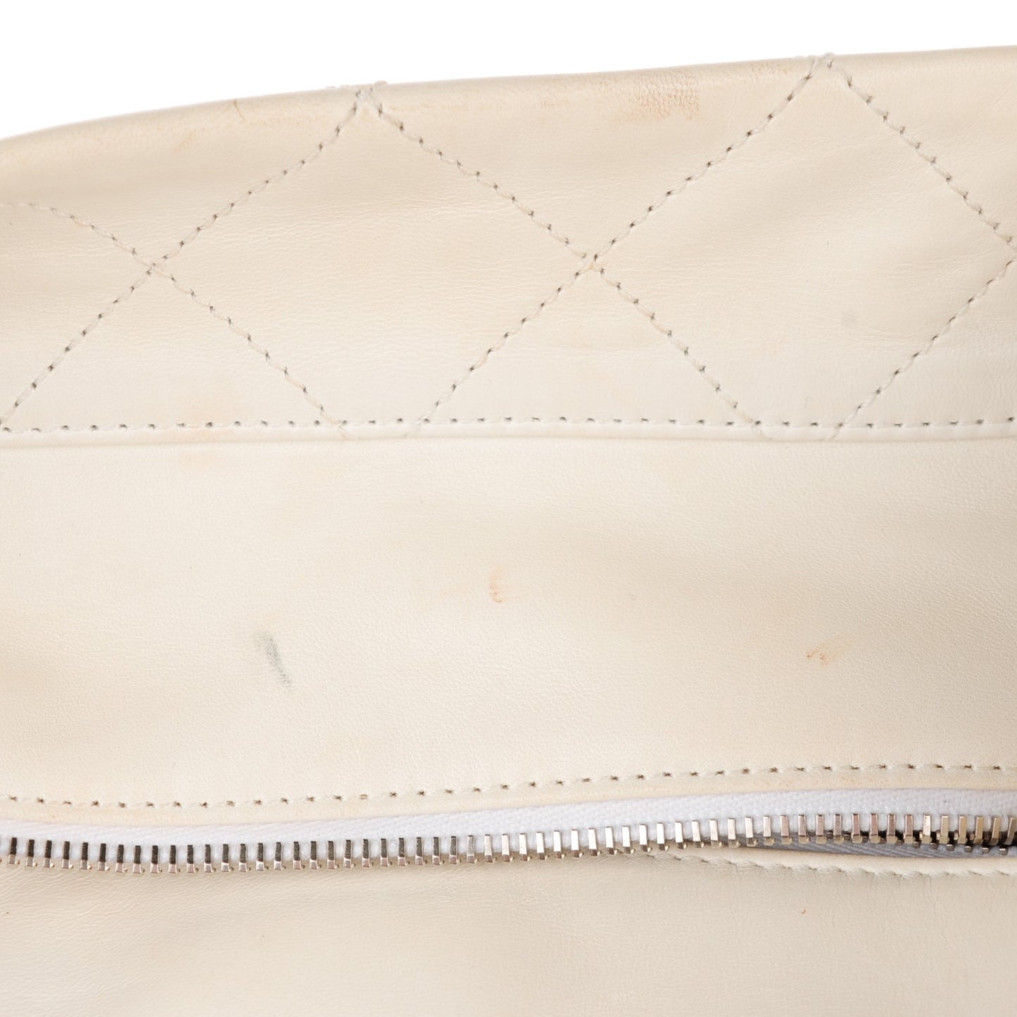 Iridescent Calfskin Stitched Medium VIP Shopping Tote White Black