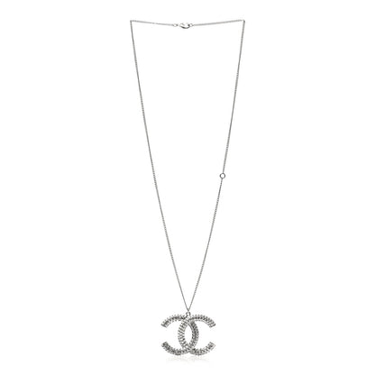 Chanel Baguette Crystal Large CC Pendant Necklace Silver 3 of 5