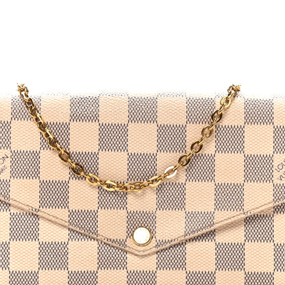 Louis Vuitton Damier Azur Pochette Felicie Chain Wallet Rose Ballerine 7 of 11