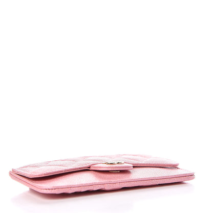 Chanel Iridescent Caviar Quilted Flap Zip Card Holder Pink 4 of 8