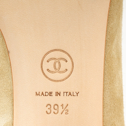 Chanel Suede Calfskin Camellia Ballerina Pumps 39.5 Beige 6 of 7