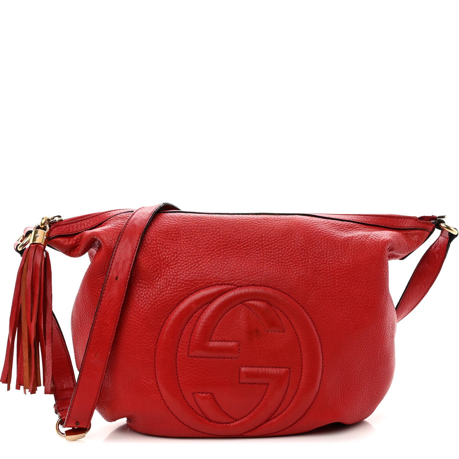Gucci Pebbled Calfskin Medium Soho Hobo Red 1 of 14