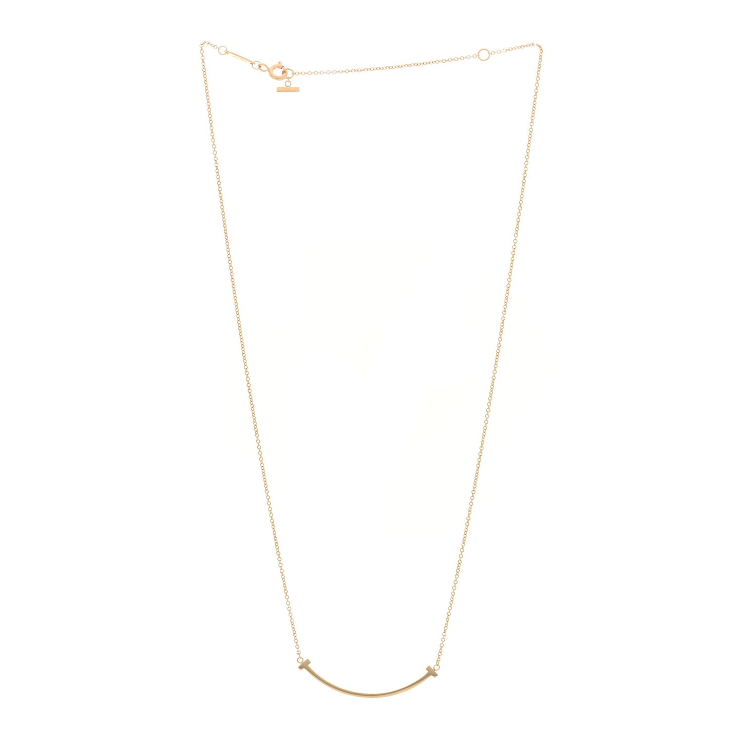 18K Yellow Gold Small T Smile Pendant Necklace