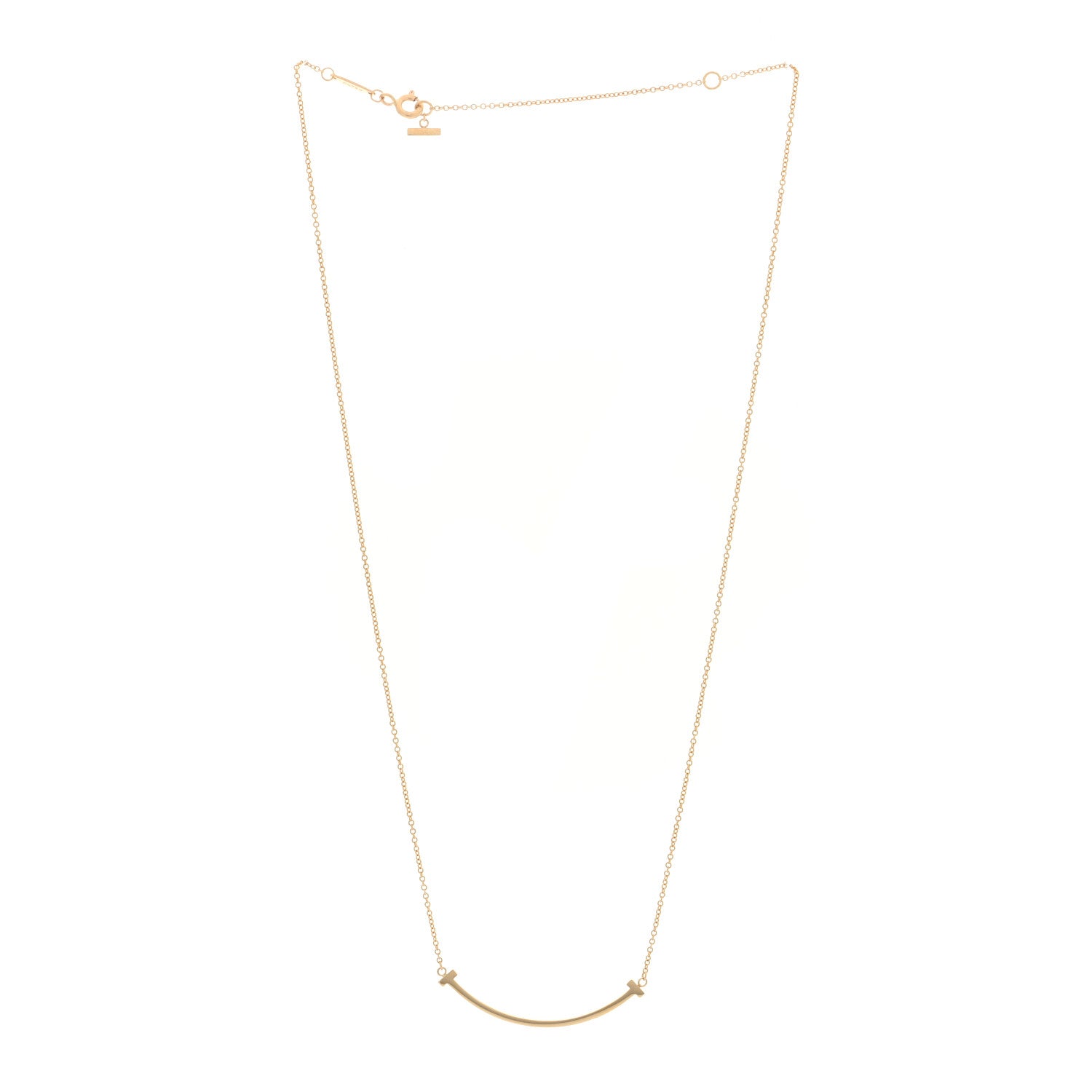Tiffany 18K Yellow Gold Small T Smile Pendant Necklace 3 of 4