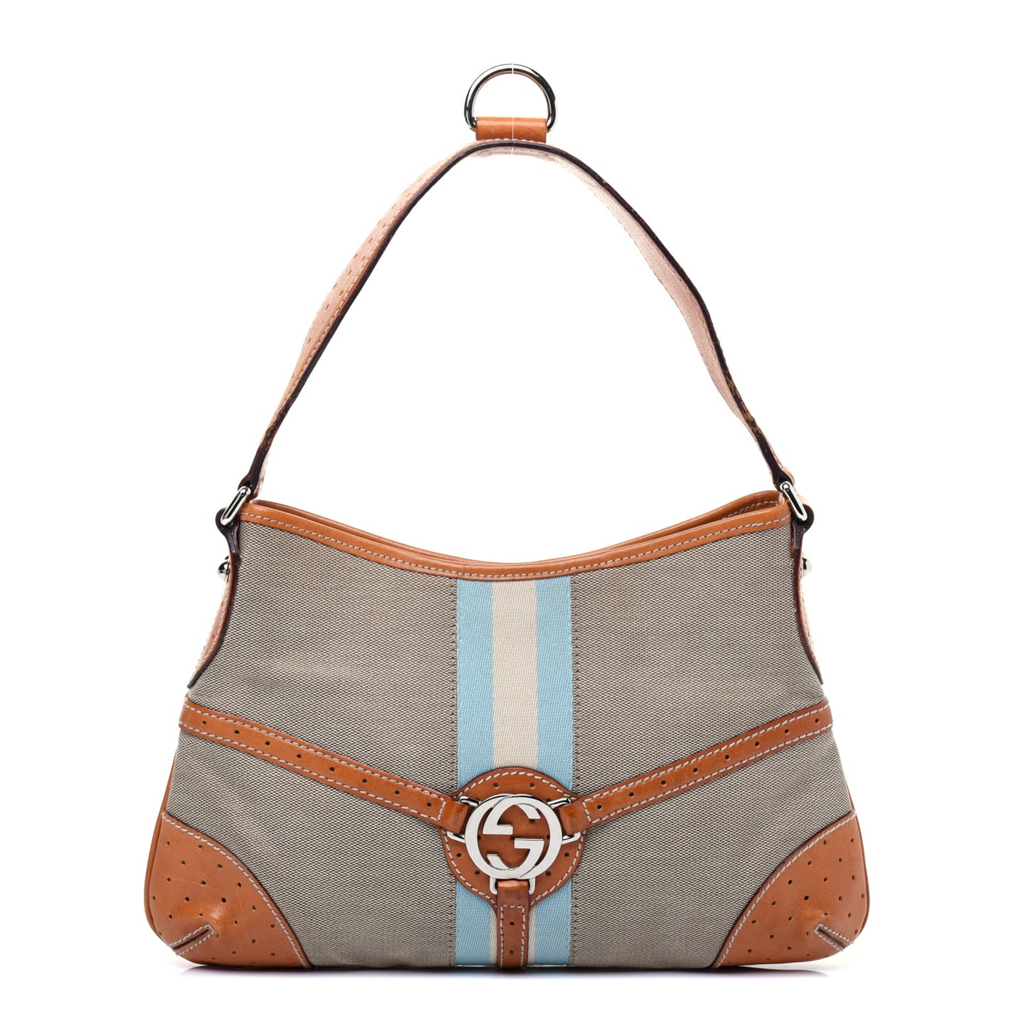 Canvas Web GG Reins Shoulder Bag Cognac
