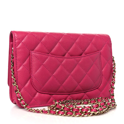 Chanel Caviar Quilted Wallet on Chain WOC Fuchsia 3 of 12