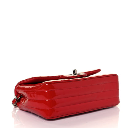 Chanel Patent Calfskin Chevron Quilted Mini Rectangular Flap Red 4 of 11