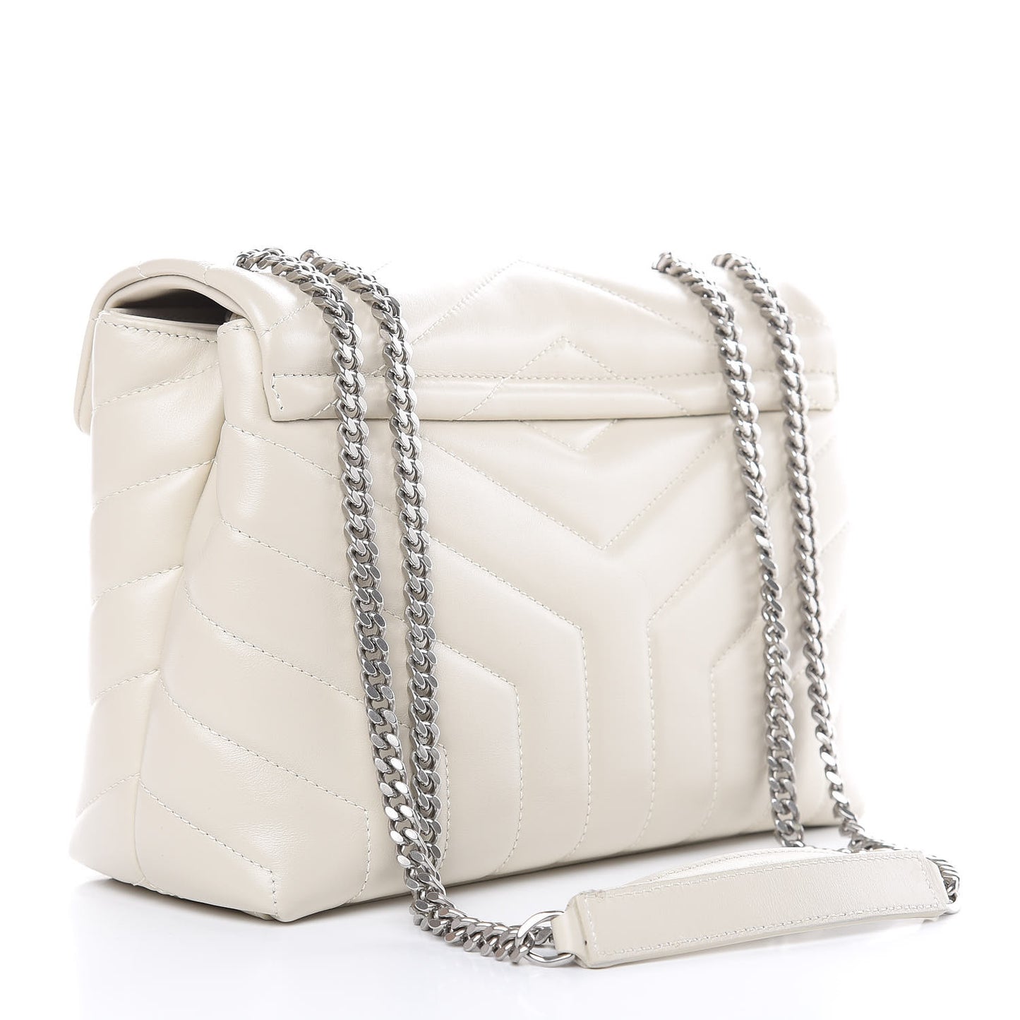 Calfskin Y Quilted Monogram Small Loulou Chain Satchel Ivory