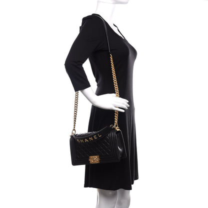 Chanel Lambskin Quilted Medium Boy Top Handle Flap Black 2 of 13