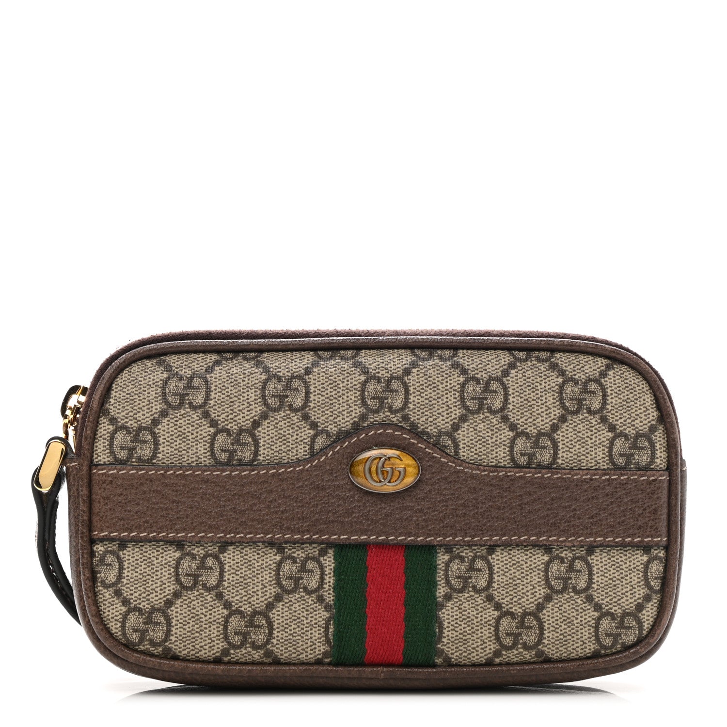 Gucci GG Supreme Monogram Ophidia Phone Case Wristlet Brown 1 of 9
