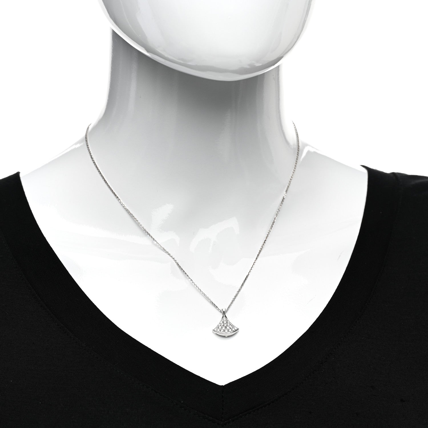 Bulgari 18K White Gold Diamond Divas' Dream Pave Necklace 2 of 6
