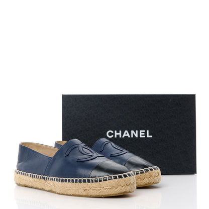 Chanel Lambskin CC Espadrilles 38 Navy Black 9 of 9