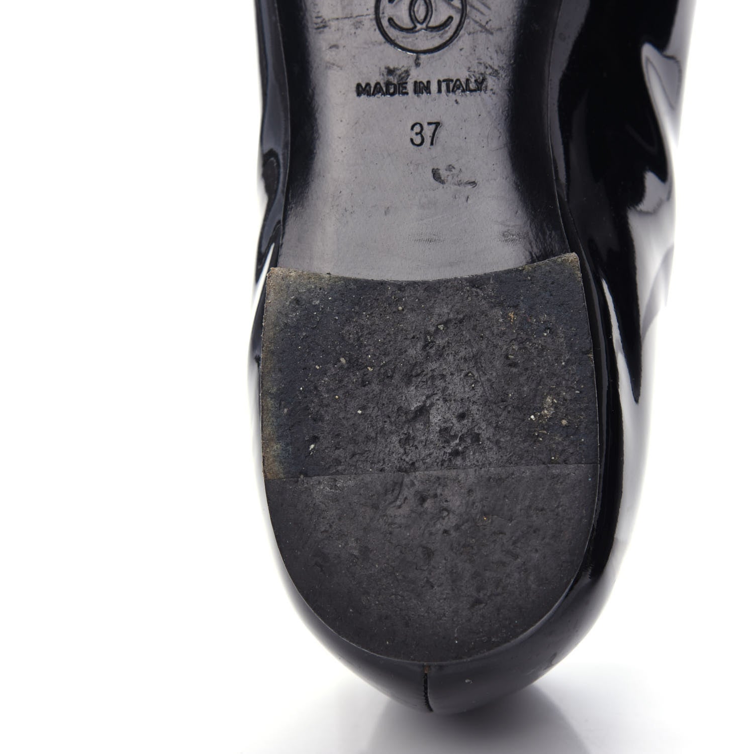 Chanel Patent Cap Toe Ballerina Flats 37 Black White 11 of 14