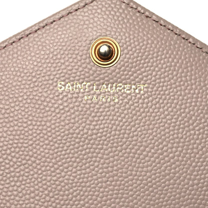 Saint Laurent Grain De Poudre Matelasse Chevron Cassandre Envelope Chain Wallet Dark Beige 7 of 15