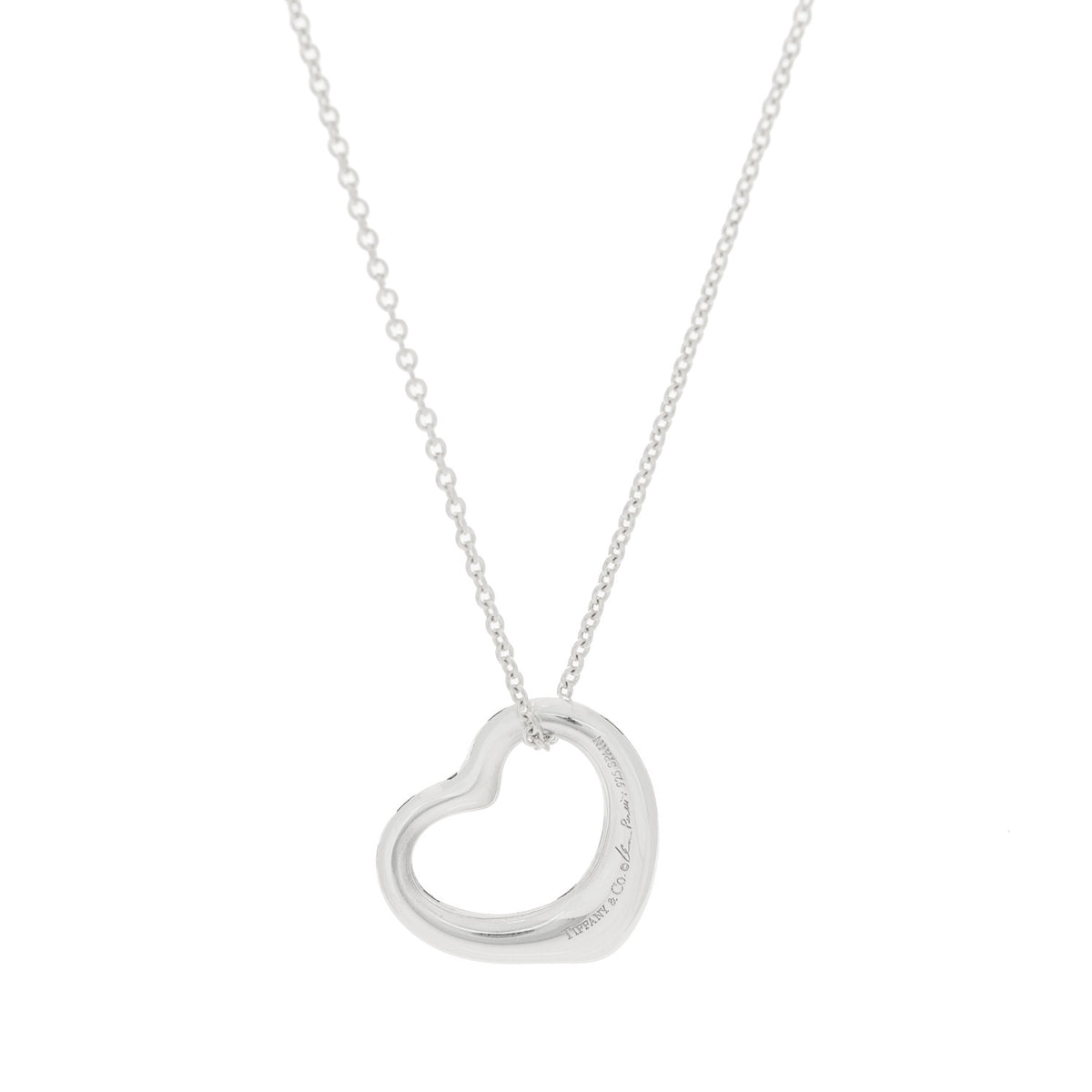 Tiffany Sterling Silver 16mm Elsa Peretti Open Heart Pendant Necklace 6 of 6