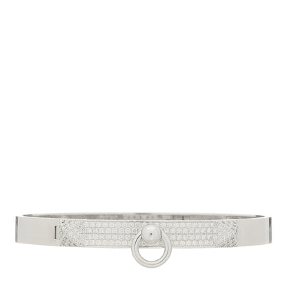 Hermes 18K White Gold Pave Diamond PM Collier De Chien Bracelet SH 1 of 3