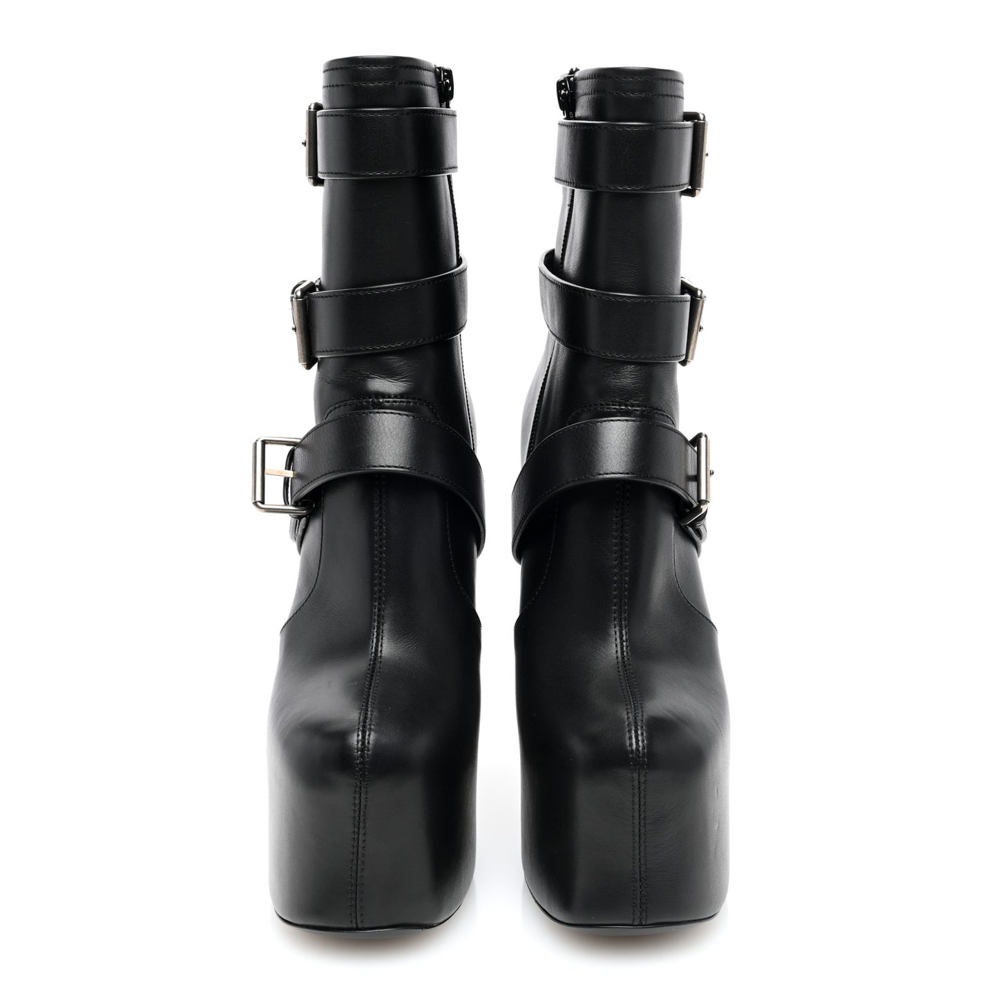Piuma Calfskin Mina 95 Mazzi Trio Buckle Ankle Boots 39 Black