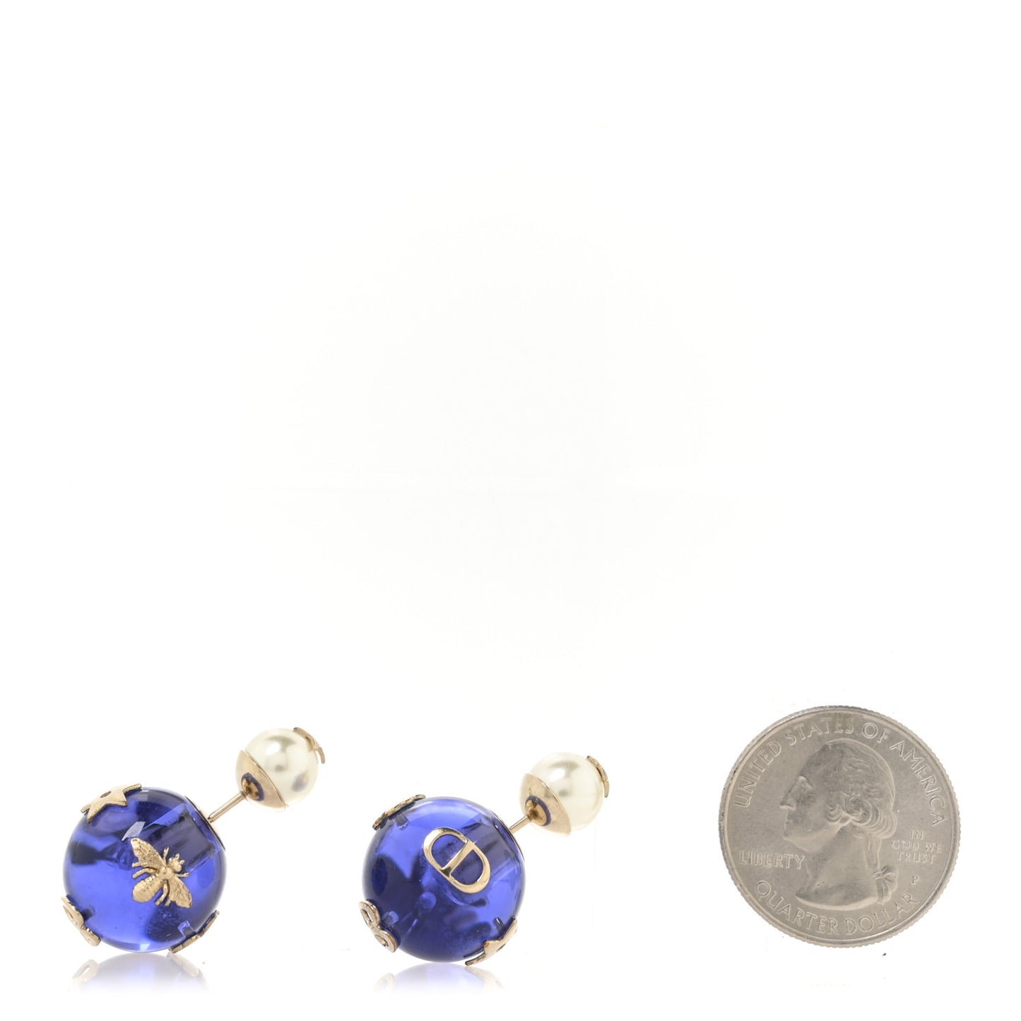 Resin Pearl Mise En Dior Tribal Earrings Gold Blue