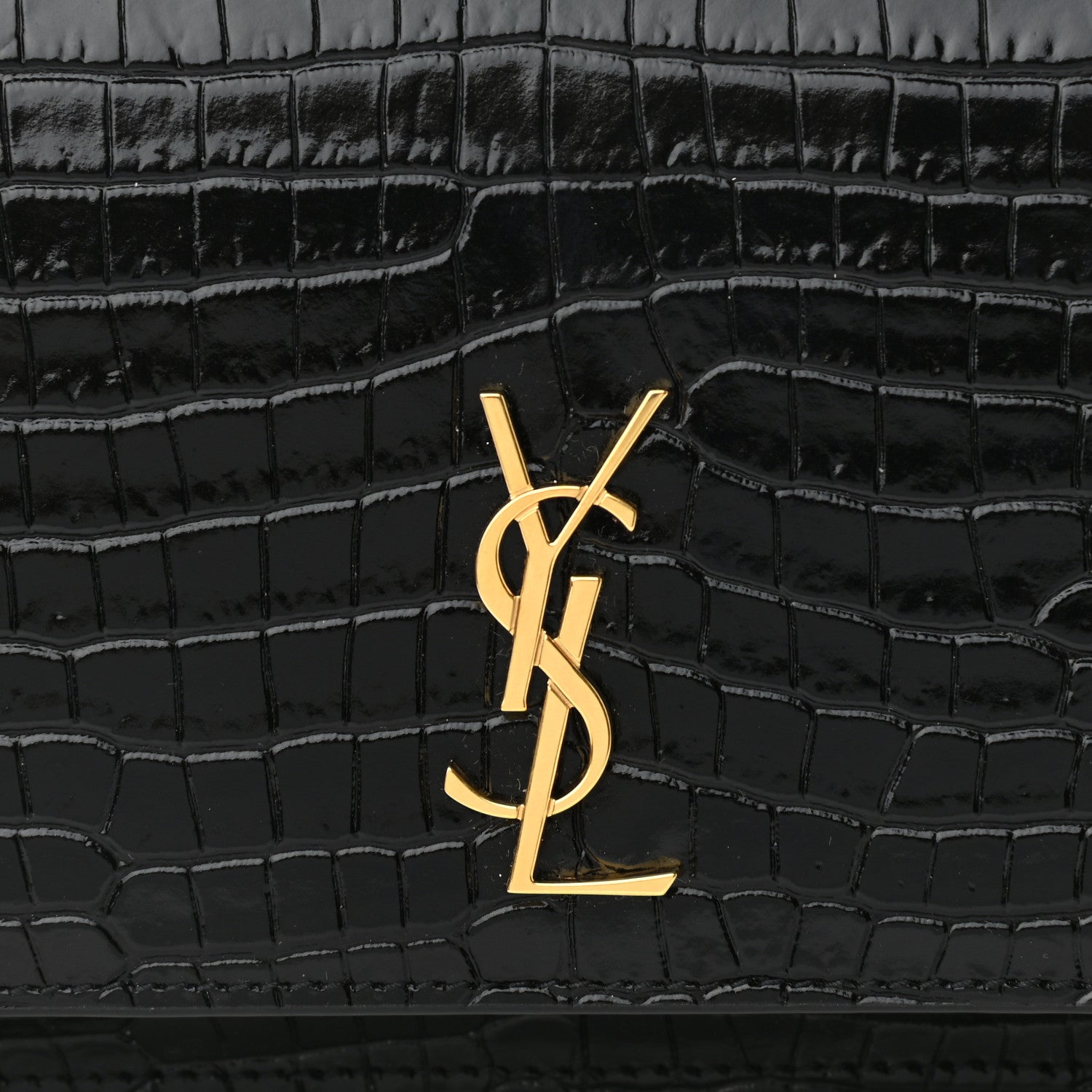 Saint Laurent Crocodile Embossed Monogram Phone Holder Crossbody Black 10 of 11