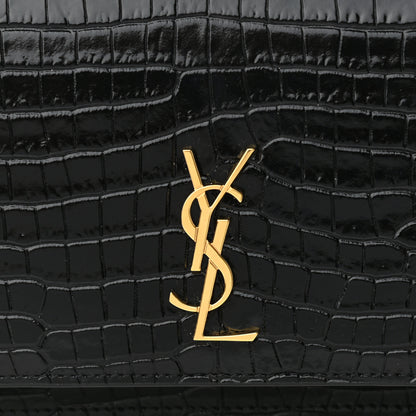 Saint Laurent Crocodile Embossed Monogram Phone Holder Crossbody Black 10 of 11