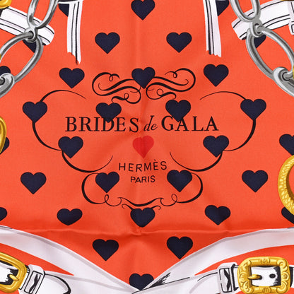 Hermes Silk Brides De Gala Love Scarf 90 Orange Marine White 2 of 4