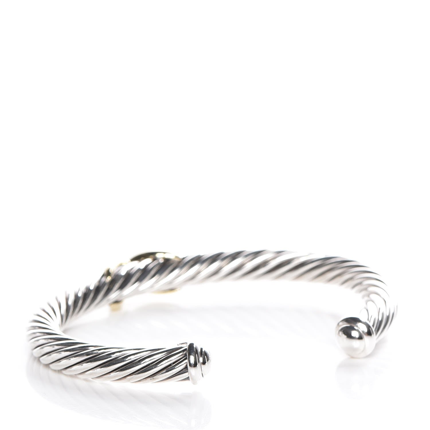 David Yurman Sterling Silver 14K Yellow Gold 7mm X Station Cable Bracelet 3 of 4