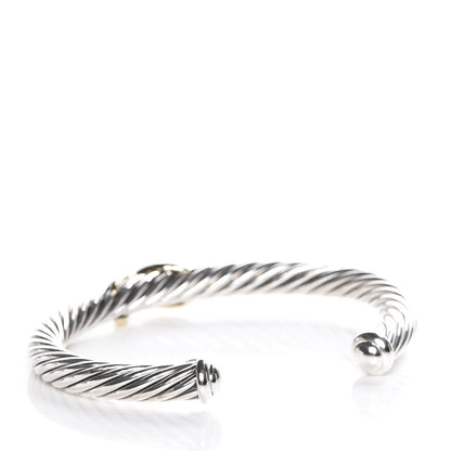 David Yurman Sterling Silver 14K Yellow Gold 7mm X Station Cable Bracelet 3 of 4