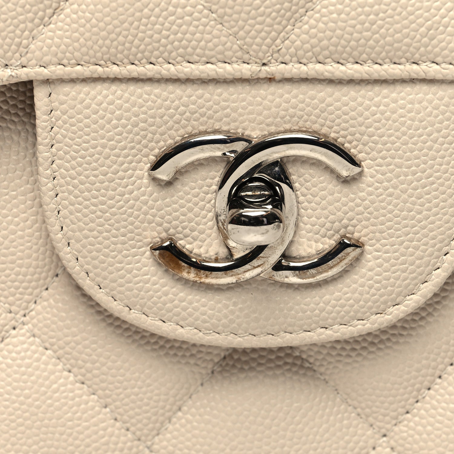 Chanel Caviar Quilted Jumbo Double Flap Ivory 12 of 12
