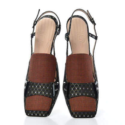 Fendi Fabric Jacquard Ffreedom Slingback Pumps 38.5 5 of 9