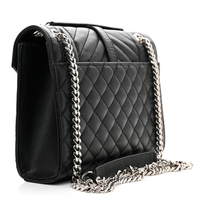Saint Laurent Grain De Poudre Textured Mixed Matelasse Triquilt Medium Monogram Satchel Black 3 of 15