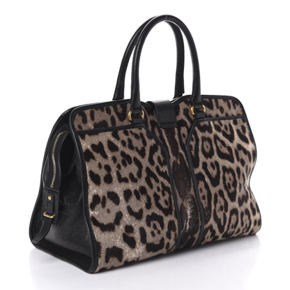 Saint Laurent Pony Hair Calfskin Leopard Print Medium Cabas Chyc Black 3 of 9