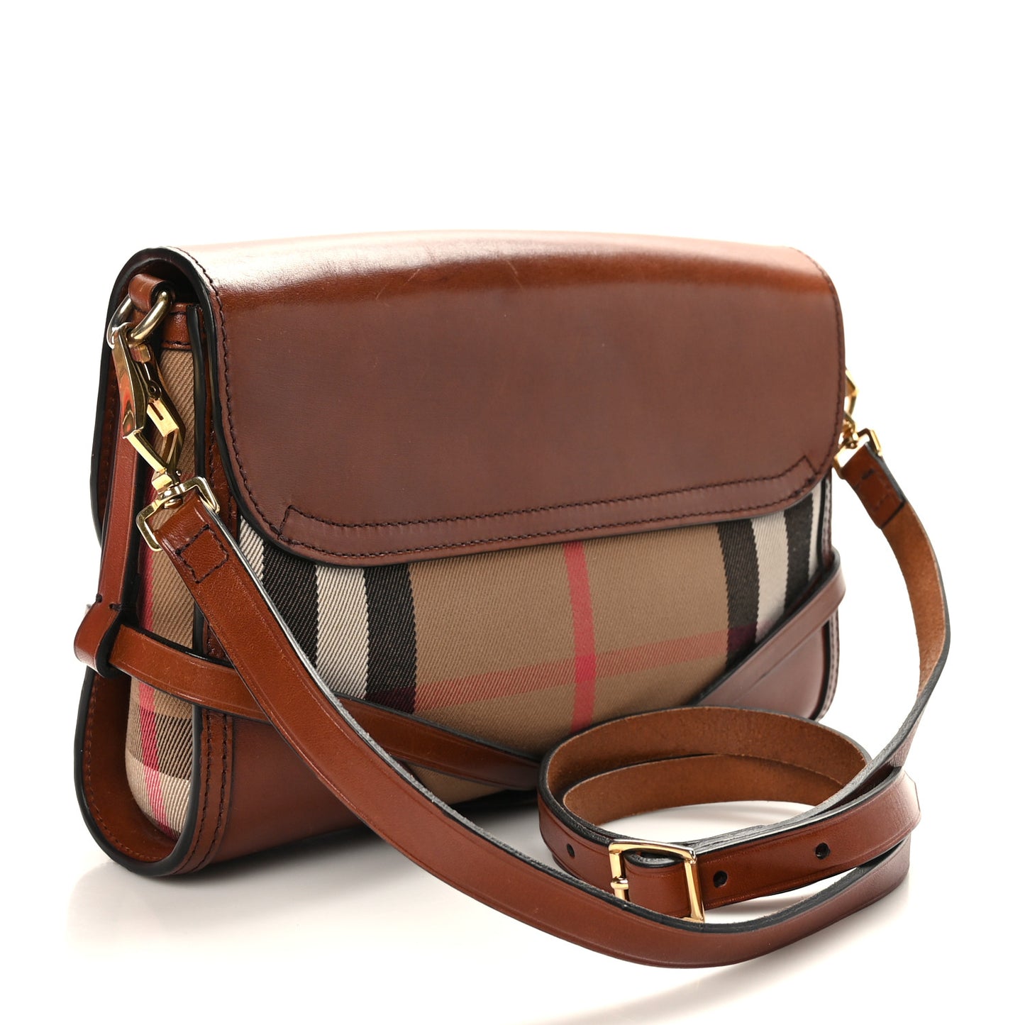 House Check Bridle Calfskin Small Abbott Crossbody Bag Tan