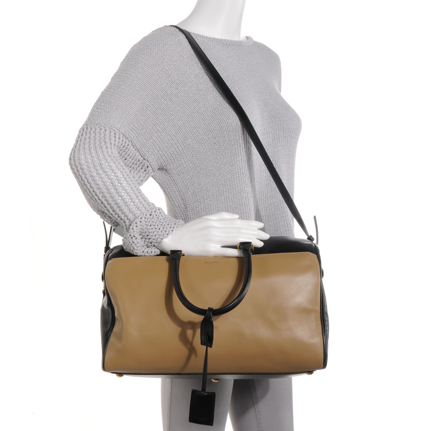 Smooth Calfskin Bi-Color Duffle 12 Beige Black