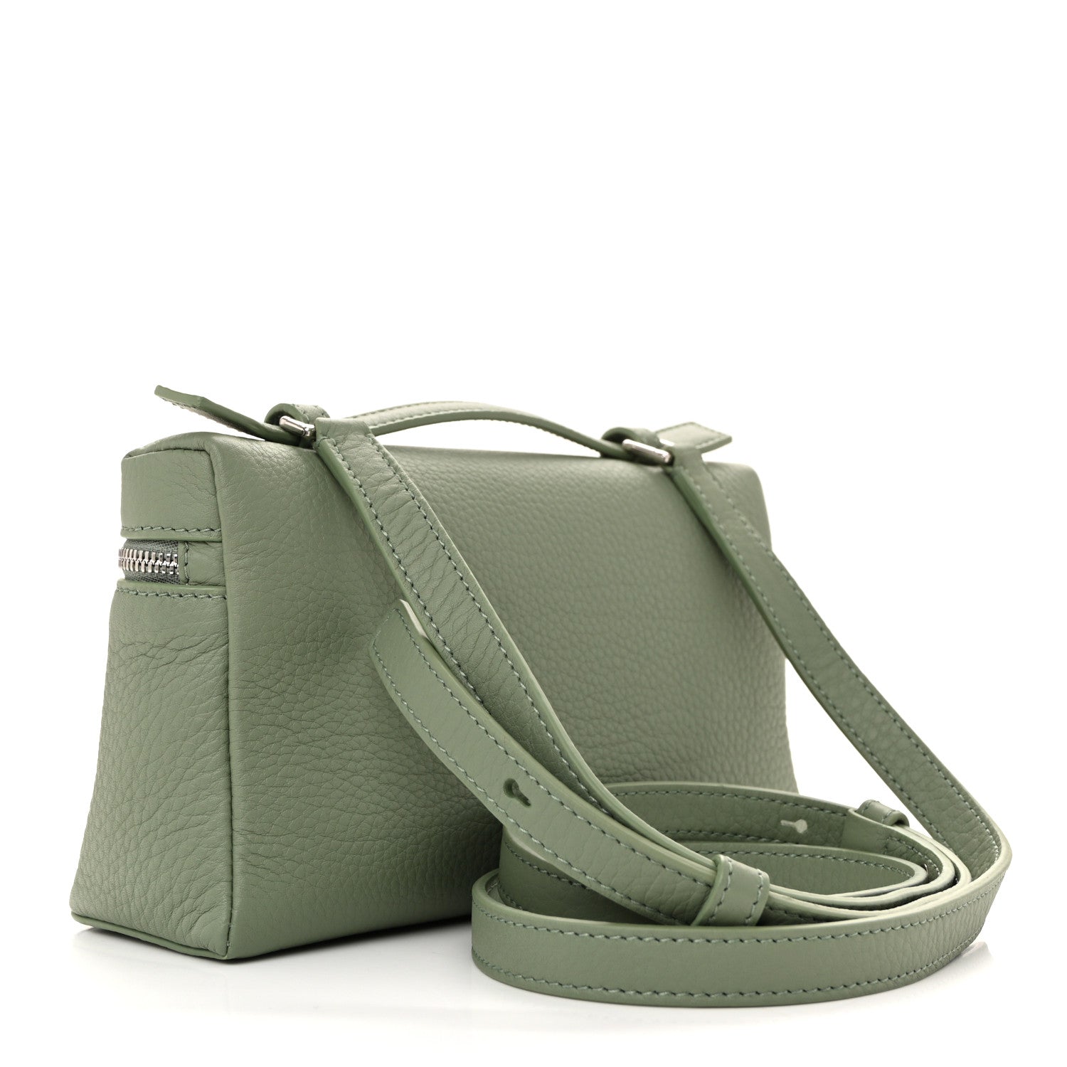 Loro Piana Grained Calfskin L19 Extra Pocket Pouch Sage Brush
