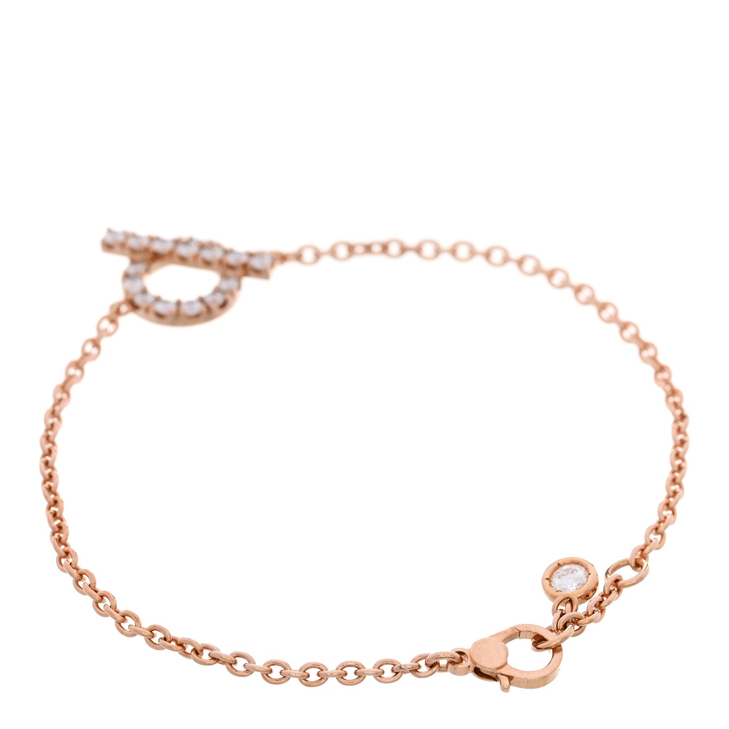 Hermes 18K Rose Gold Diamond Finesse Bracelet SH 2 of 4