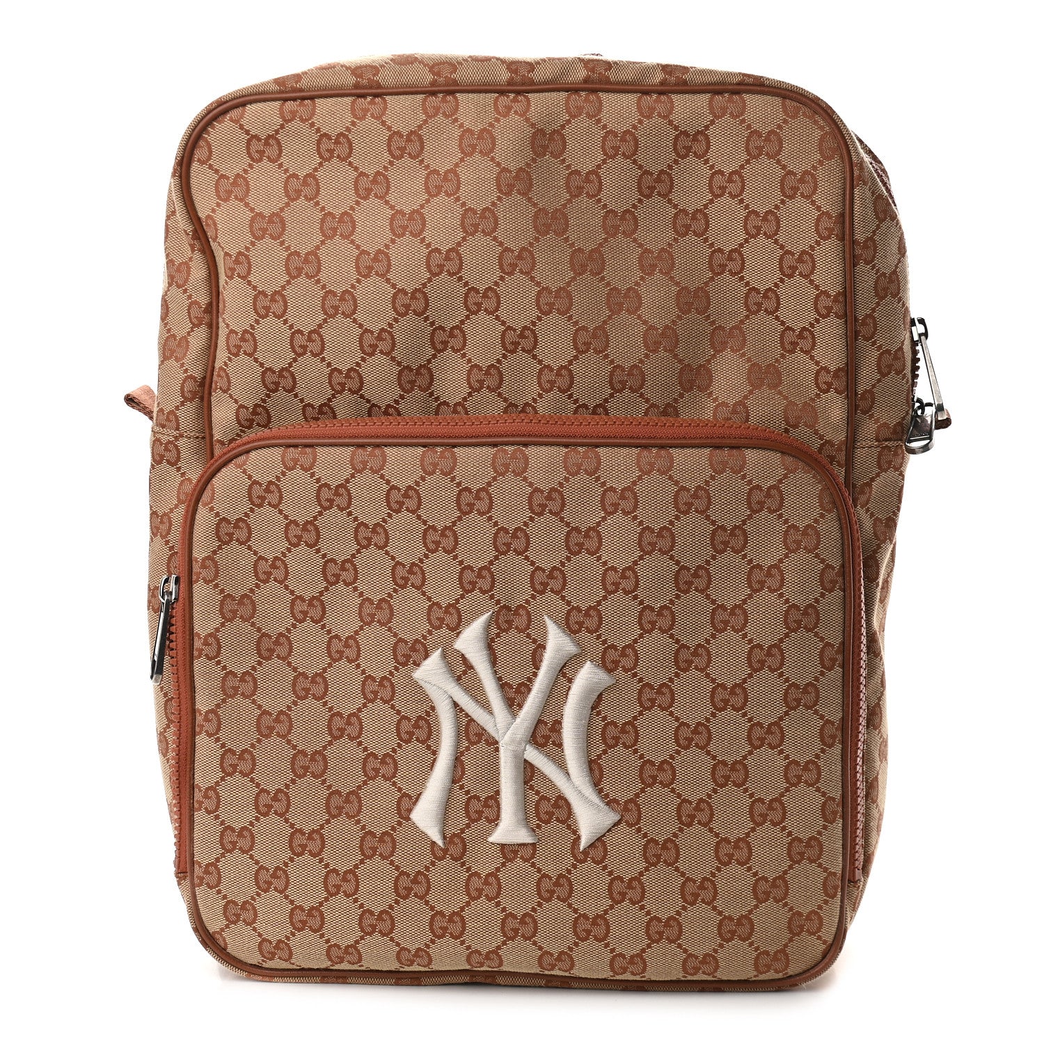 Gucci X MLB GG Monogram NY Yankees Medium Backpack Beige Ruggine Ivory 1 of 10